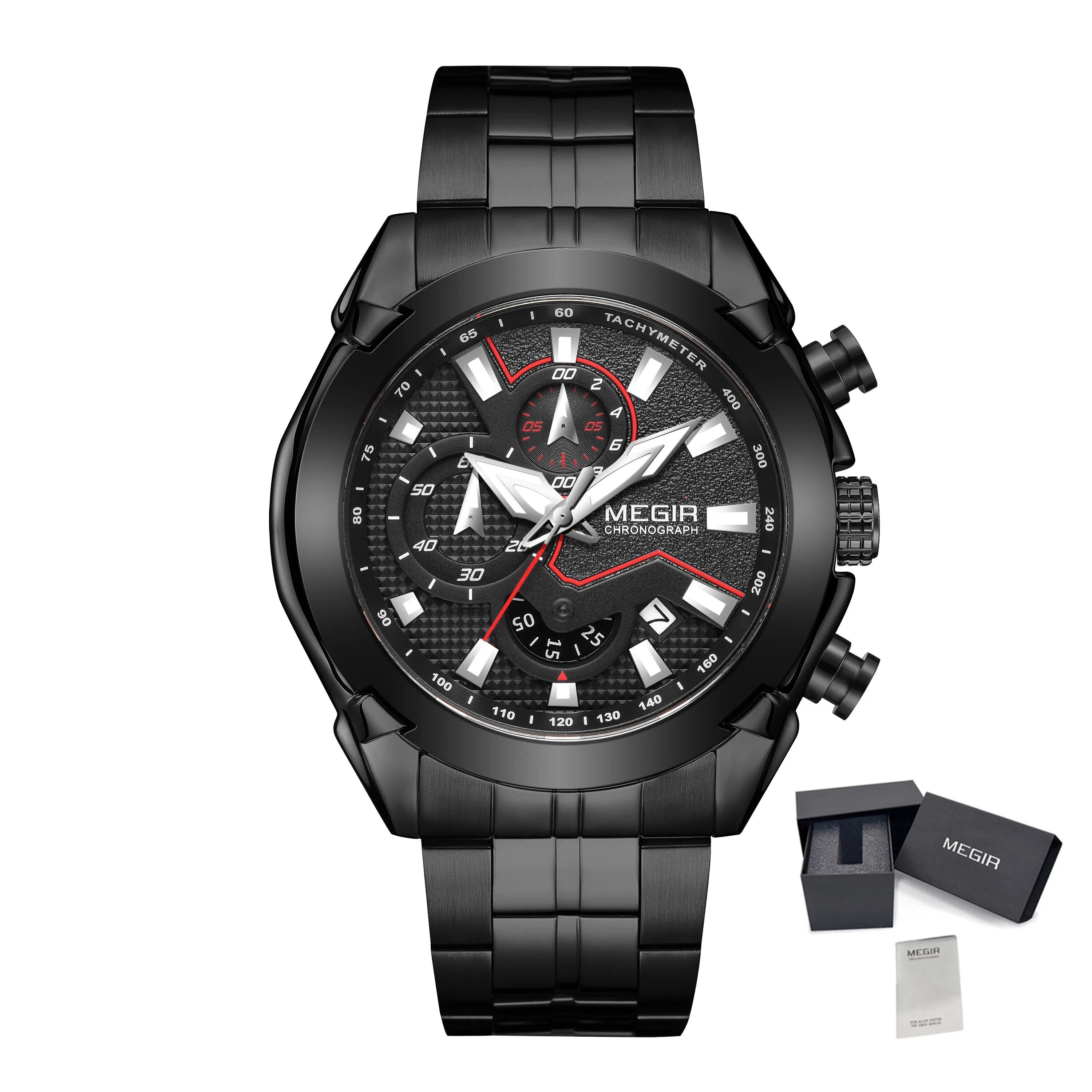 MEGIR Fashion Men Watches Luxury Business Watch for Men Stainless Steel Quartz Wrist Watch Calendar Date Clock Reloj Hombre 2065