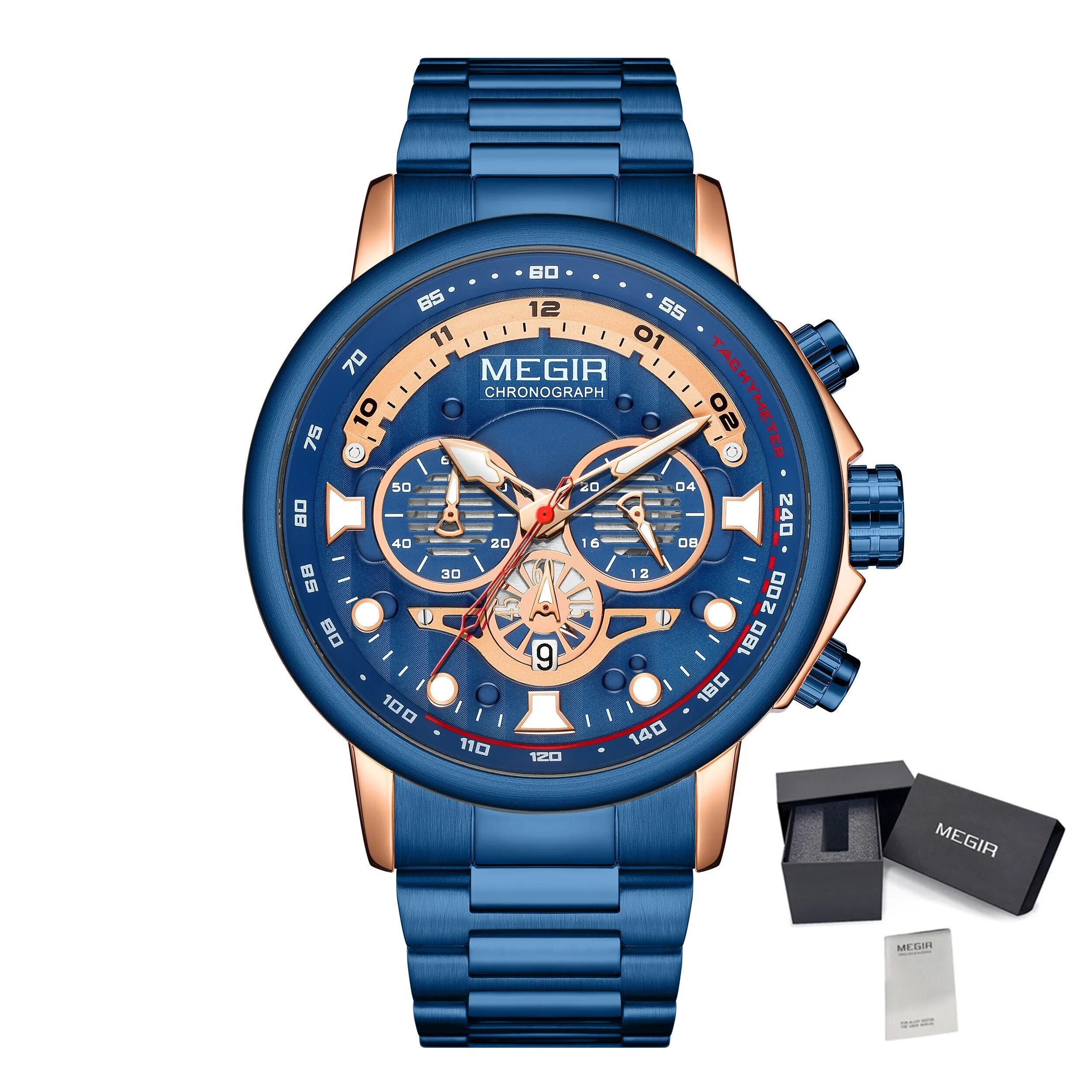MEGIR Luxury Men Watches Stainless Steel Quartz Wristwatches Fashion Men Business Watch Clock Male Chronograph Relogio Masculino