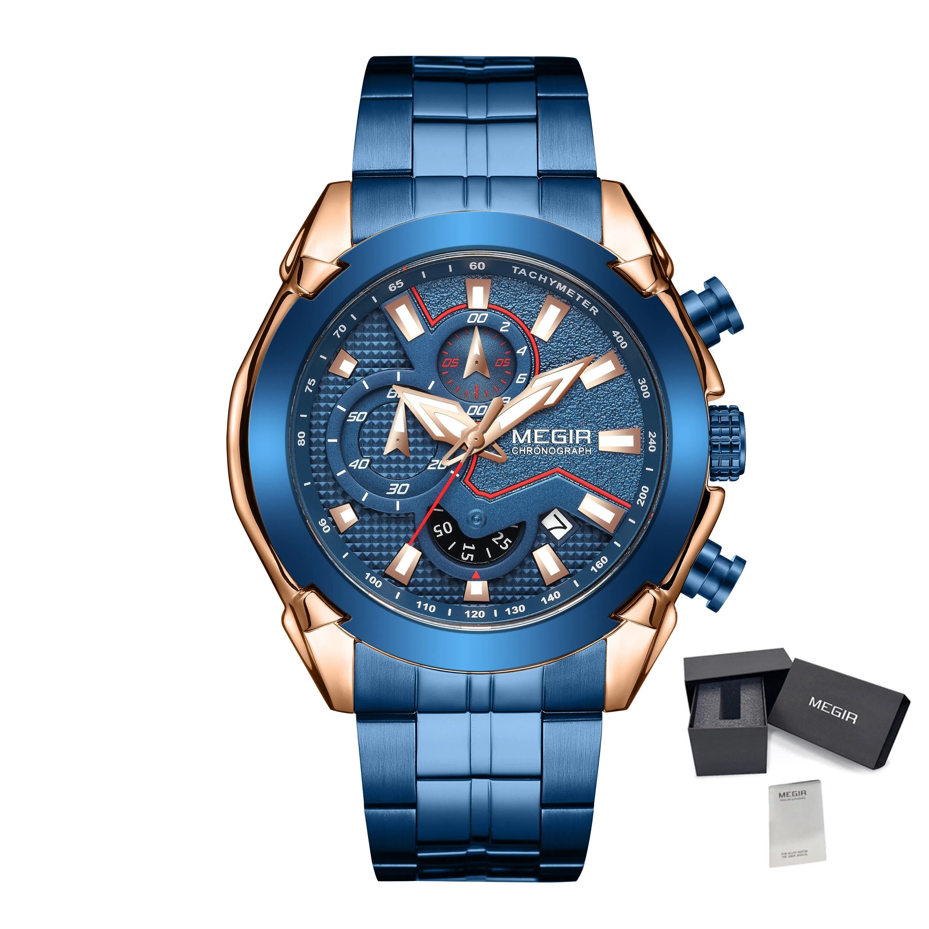 MEGIR Fashion Men Watches Luxury Business Watch for Men Stainless Steel Quartz Wrist Watch Calendar Date Clock Reloj Hombre 2065