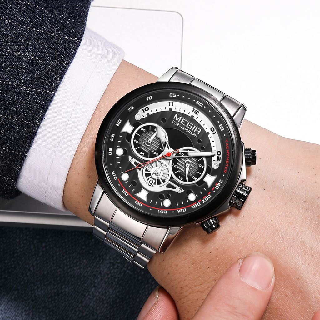 MEGIR Luxury Men Watches Stainless Steel Quartz Wristwatches Fashion Men Business Watch Clock Male Chronograph Relogio Masculino