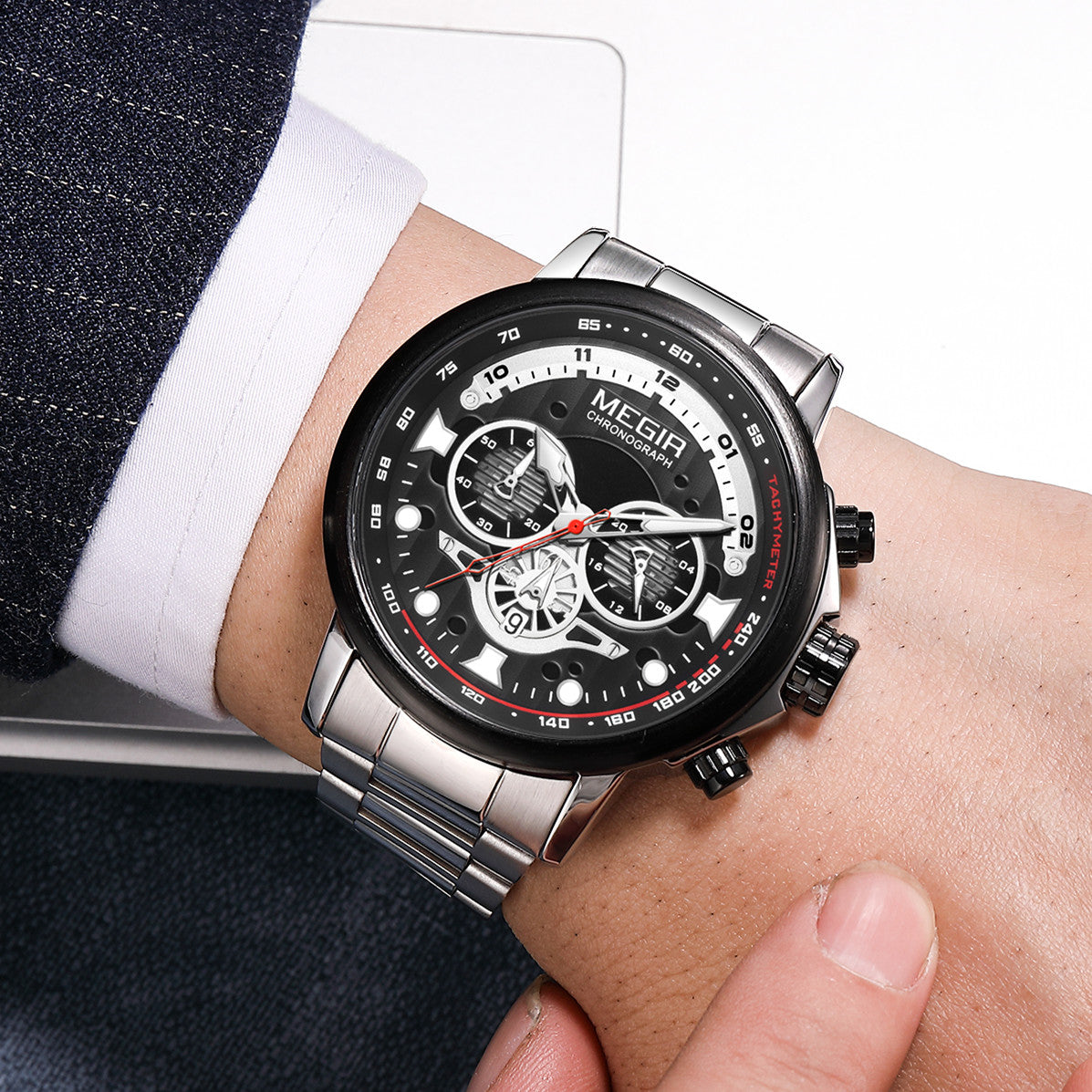 MEGIR Luxury Men Watches Stainless Steel Quartz Wristwatches Fashion Men Business Watch Clock Male Chronograph Relogio Masculino