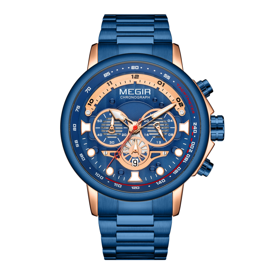 MEGIR Luxury Men Watches Stainless Steel Quartz Wristwatches Fashion Men Business Watch Clock Male Chronograph Relogio Masculino