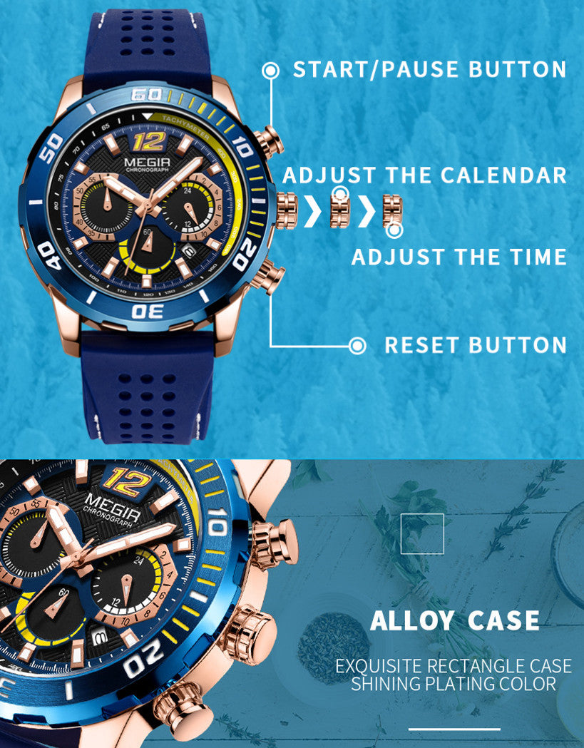 MEGIR Relogio Masculino Fashion Luxury Sports Watches for Men Waterproof Date Luminous Silicone Quartz Wristwatch Man Clock 2109
