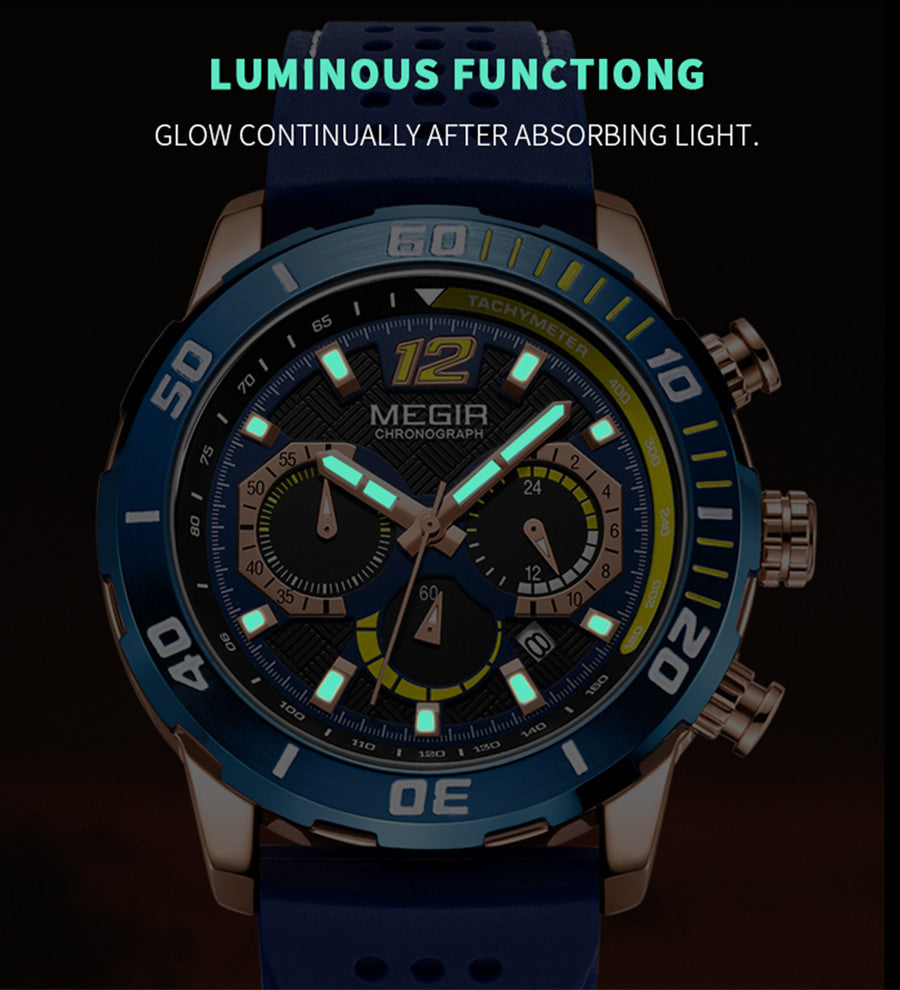 MEGIR Relogio Masculino Fashion Luxury Sports Watches for Men Waterproof Date Luminous Silicone Quartz Wristwatch Man Clock 2109