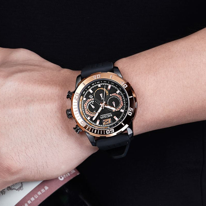 MEGIR Relogio Masculino Fashion Luxury Sports Watches for Men Waterproof Date Luminous Silicone Quartz Wristwatch Man Clock 2109