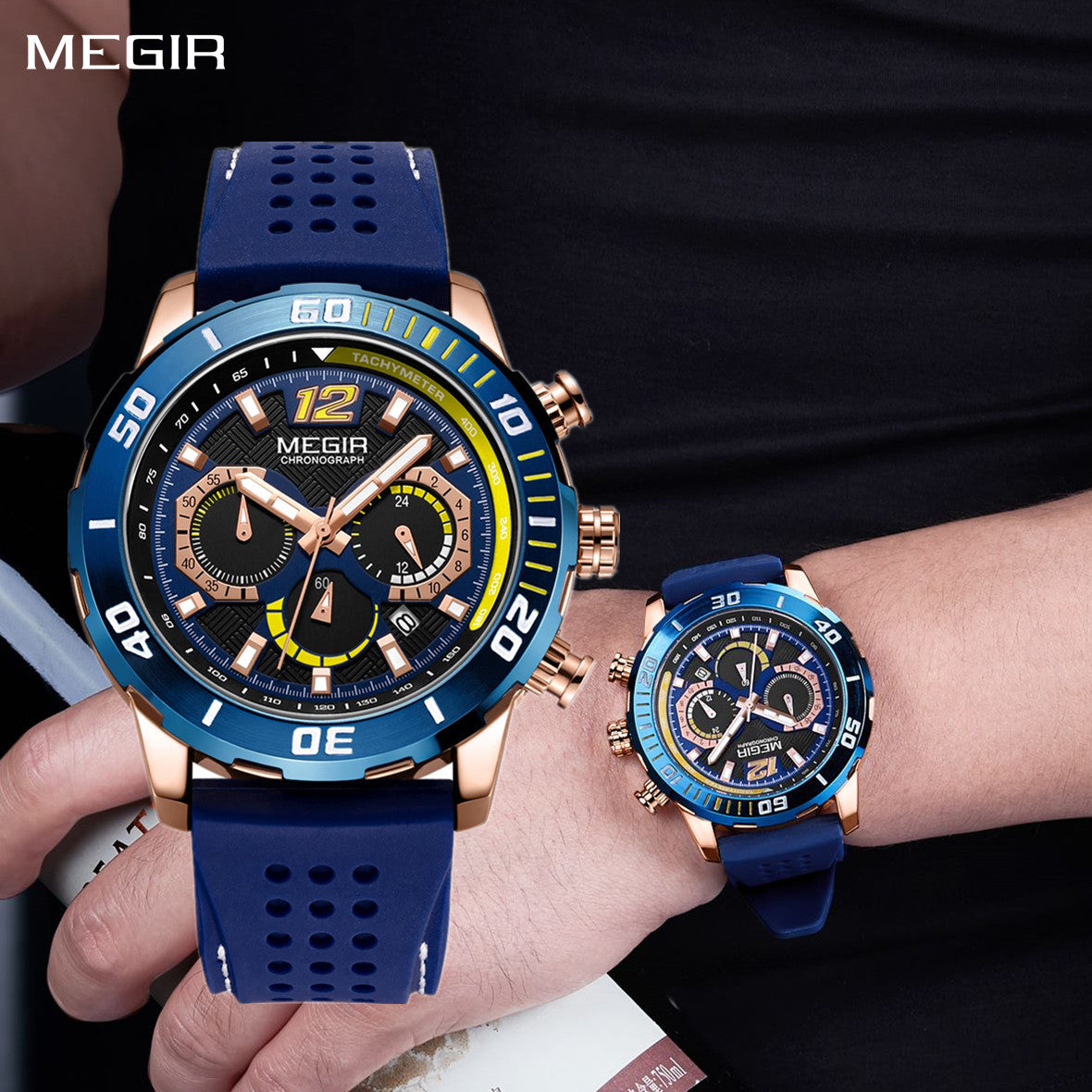 MEGIR Relogio Masculino Fashion Luxury Sports Watches for Men Waterproof Date Luminous Silicone Quartz Wristwatch Man Clock 2109