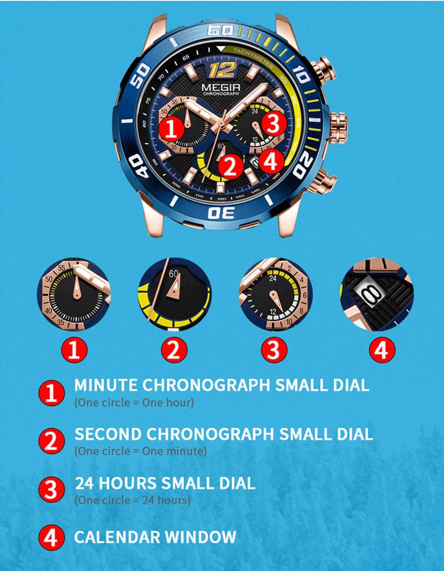 MEGIR Relogio Masculino Fashion Luxury Sports Watches for Men Waterproof Date Luminous Silicone Quartz Wristwatch Man Clock 2109