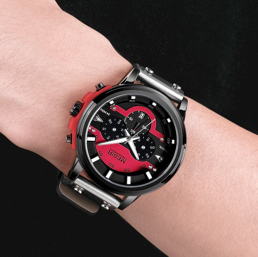 MEGIR Fashion Military Watches for Men Luxury Quartz Sport Wrist Watch Calendar Luminous Waterproof Man Clock Chronograph 2080
