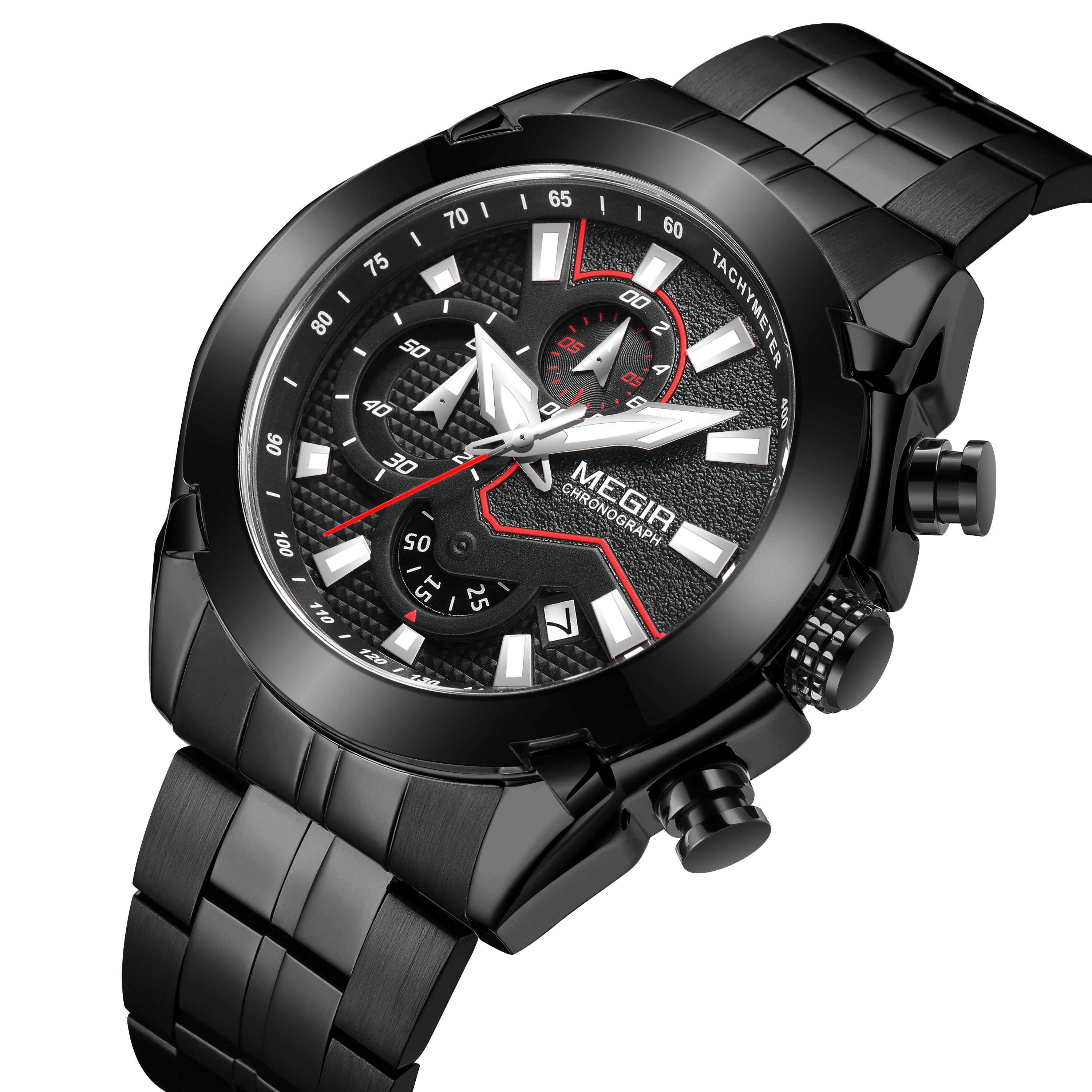 MEGIR Fashion Men Watches Luxury Business Watch for Men Stainless Steel Quartz Wrist Watch Calendar Date Clock Reloj Hombre 2065