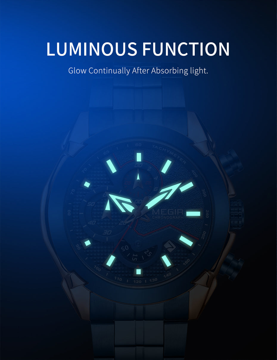 MEGIR Fashion Men Watches Luxury Business Watch for Men Stainless Steel Quartz Wrist Watch Calendar Date Clock Reloj Hombre 2065