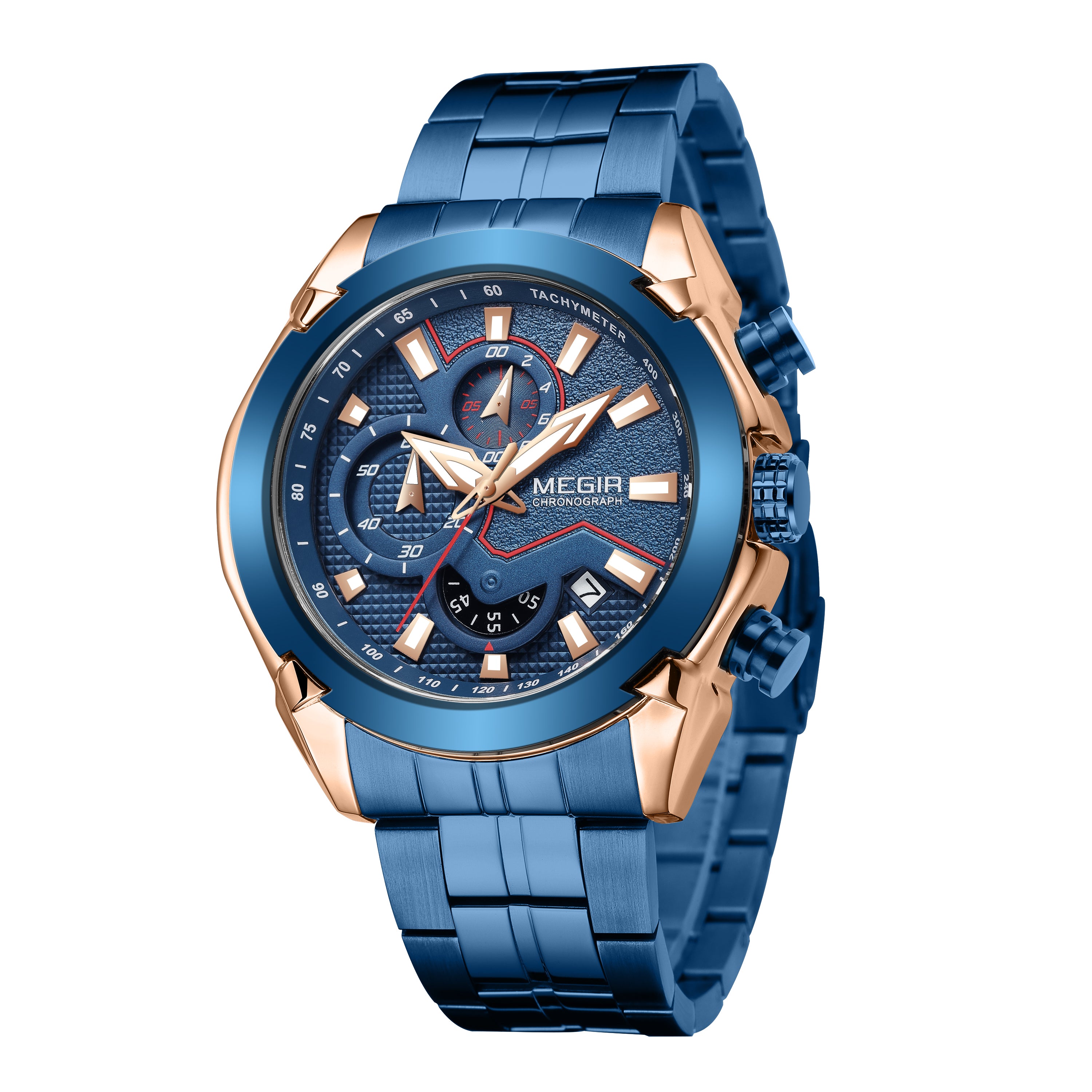 MEGIR Fashion Men Watches Luxury Business Watch for Men Stainless Steel Quartz Wrist Watch Calendar Date Clock Reloj Hombre 2065