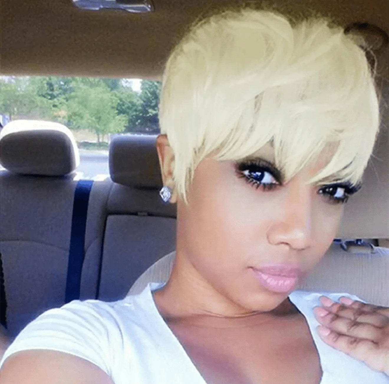 Perruque de cheveux humains Remy lisses blonds 613 de 15 cm, densité 150 %, sans colle, fabriquée à la machine, coupe Pixie, pour femme, tenue de soirée quotidienne